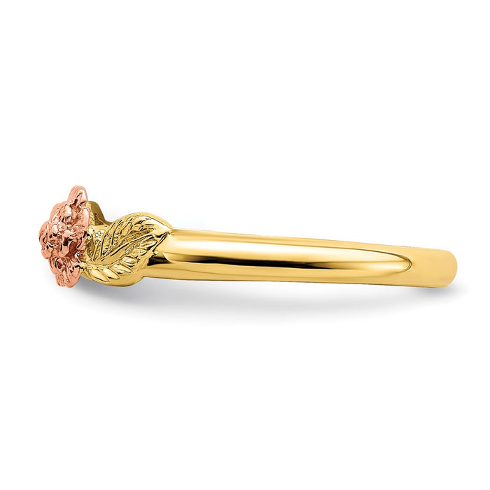 Buy 14K Two-Tone Diamond-Cut Leaf & Flower Ring - Stylish & Affordable Luxury!-3