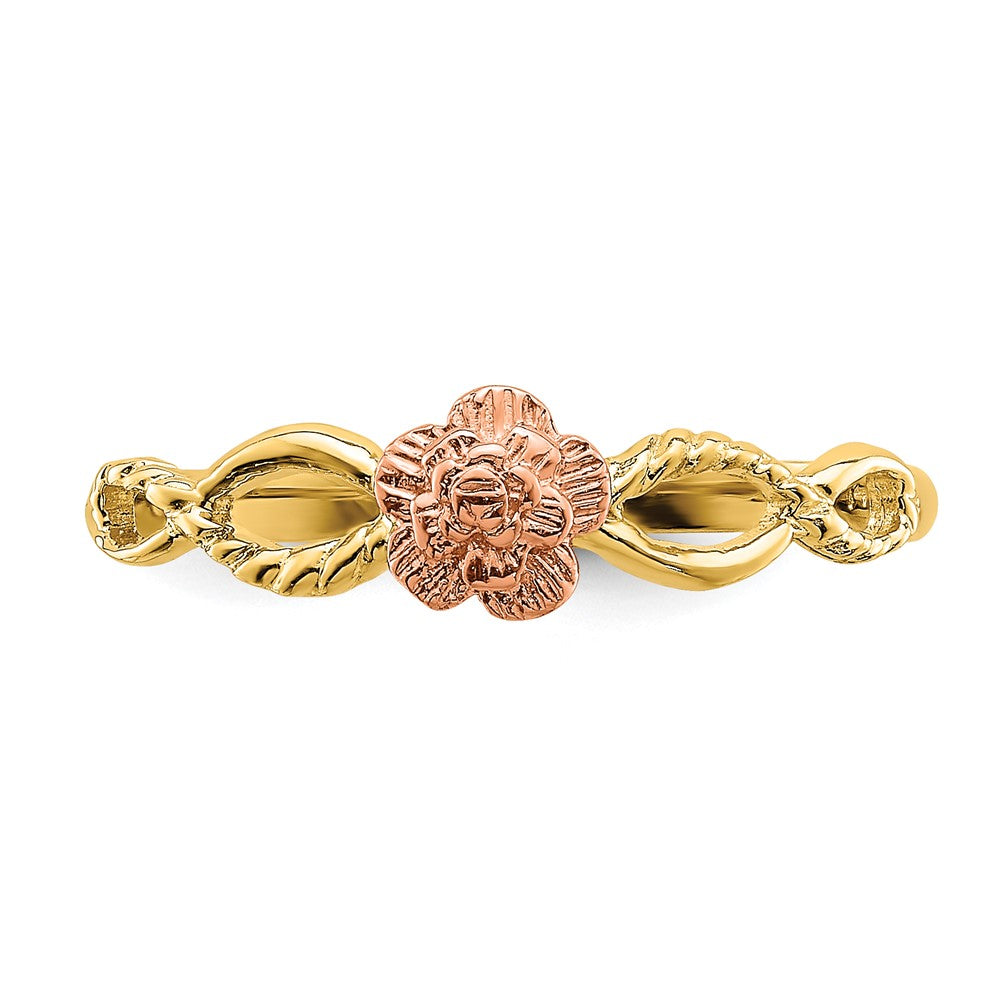 Buy Designer 14K Two-Tone Floral Design Ring - Stylish & Affordable Jewelry