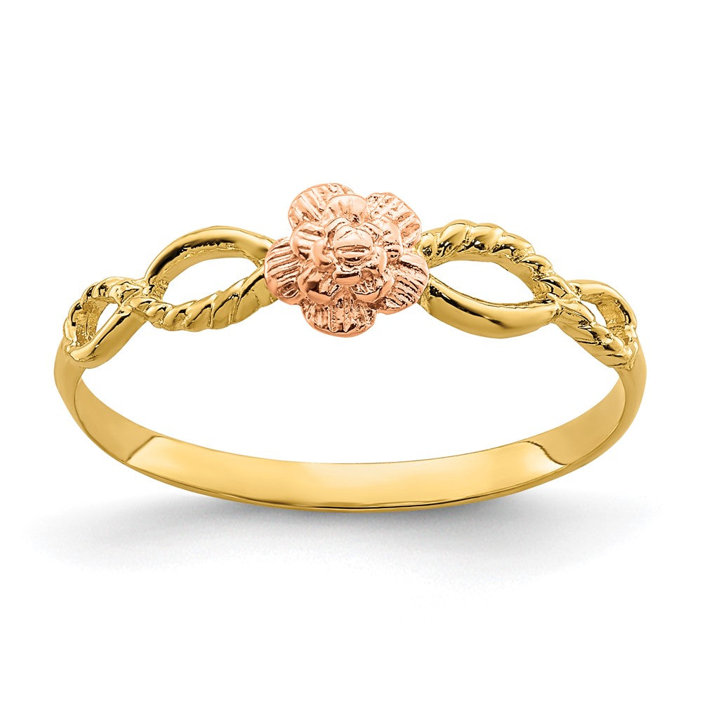 Buy Designer 14K Two-Tone Floral Design Ring - Stylish & Affordable Jewelry