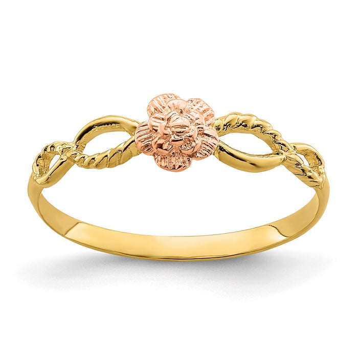 Buy Designer 14K Two-Tone Floral Design Ring - Stylish & Affordable Jewelry-1