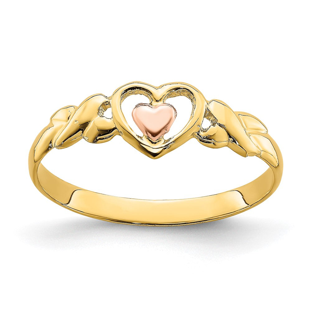 Buy Stylish 14K Two-Tone Heart-Shaped Polished Ring - High-Quality Jewelry