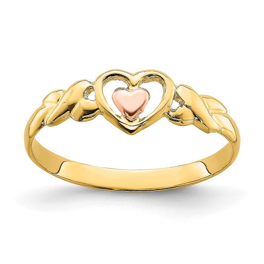 Buy Stylish 14K Two-Tone Heart-Shaped Polished Ring - High-Quality Jewelry