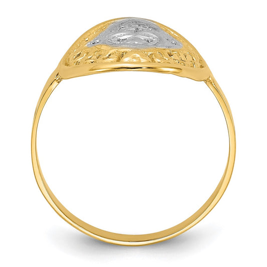 Shop Stylish 14K White Gold Oval Shield Ring with Heart Accents - Luxury Value!