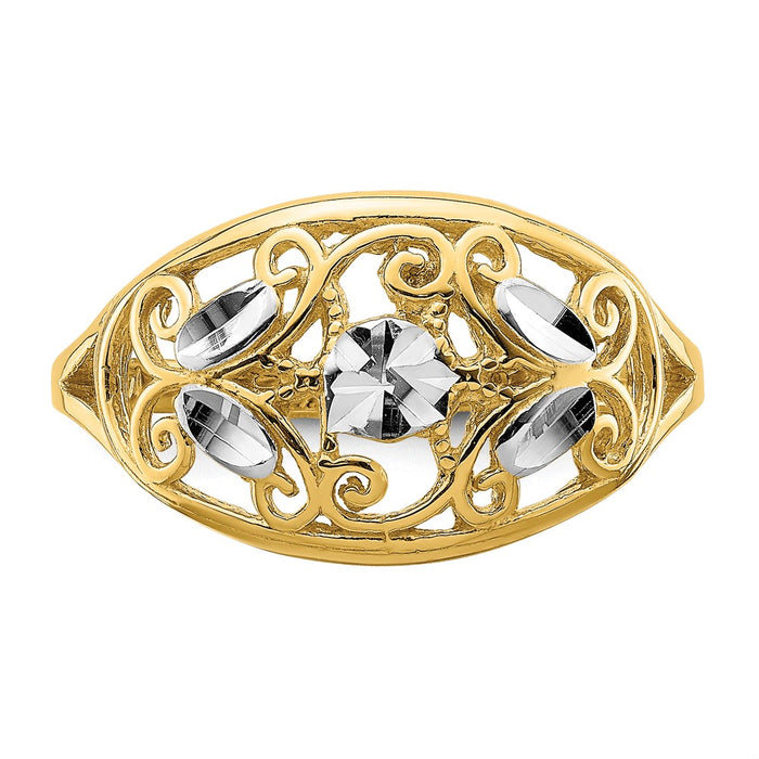 Buy Exclusive 14K White Gold Oval Filigree Ring - Stylish & Affordable Design-4