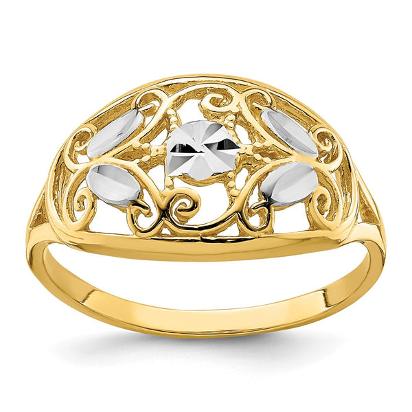 14K White Gold Oval Filigree Ring