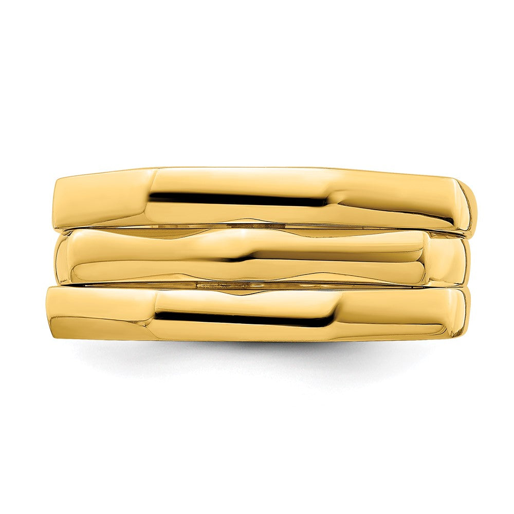 High-Quality 14K Gold Triple-Ridge Dome Ring - Stylish & Affordable Luxury