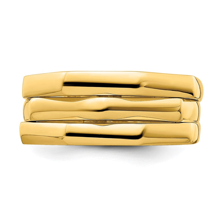 High-Quality 14K Gold Triple-Ridge Dome Ring - Stylish & Affordable Luxury-4