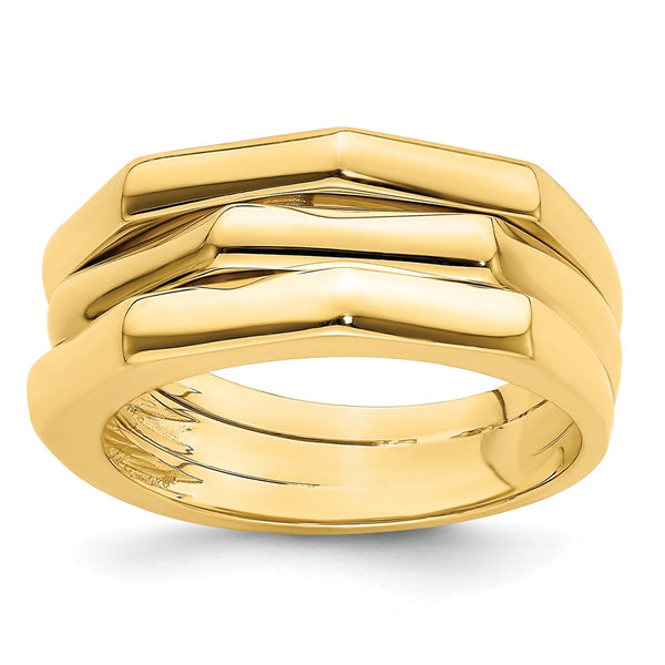 14K Gold Triple-Ridge Dome Ring