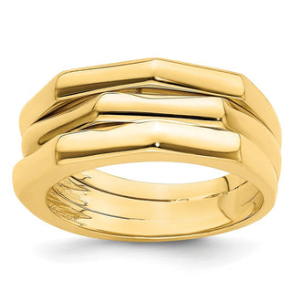 High-Quality 14K Gold Triple-Ridge Dome Ring - Stylish & Affordable Luxury