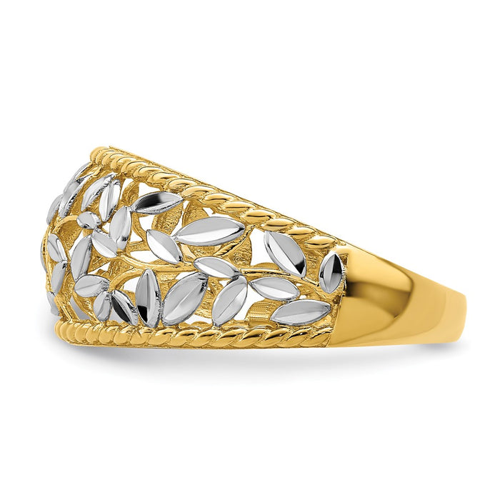 Shop Stylish 14K White Gold Diamond-Cut Filigree Leaf Ring - Luxury Design-3
