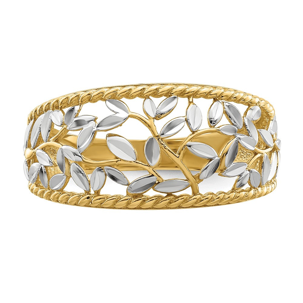 Shop Stylish 14K White Gold Diamond-Cut Filigree Leaf Ring - Luxury Design