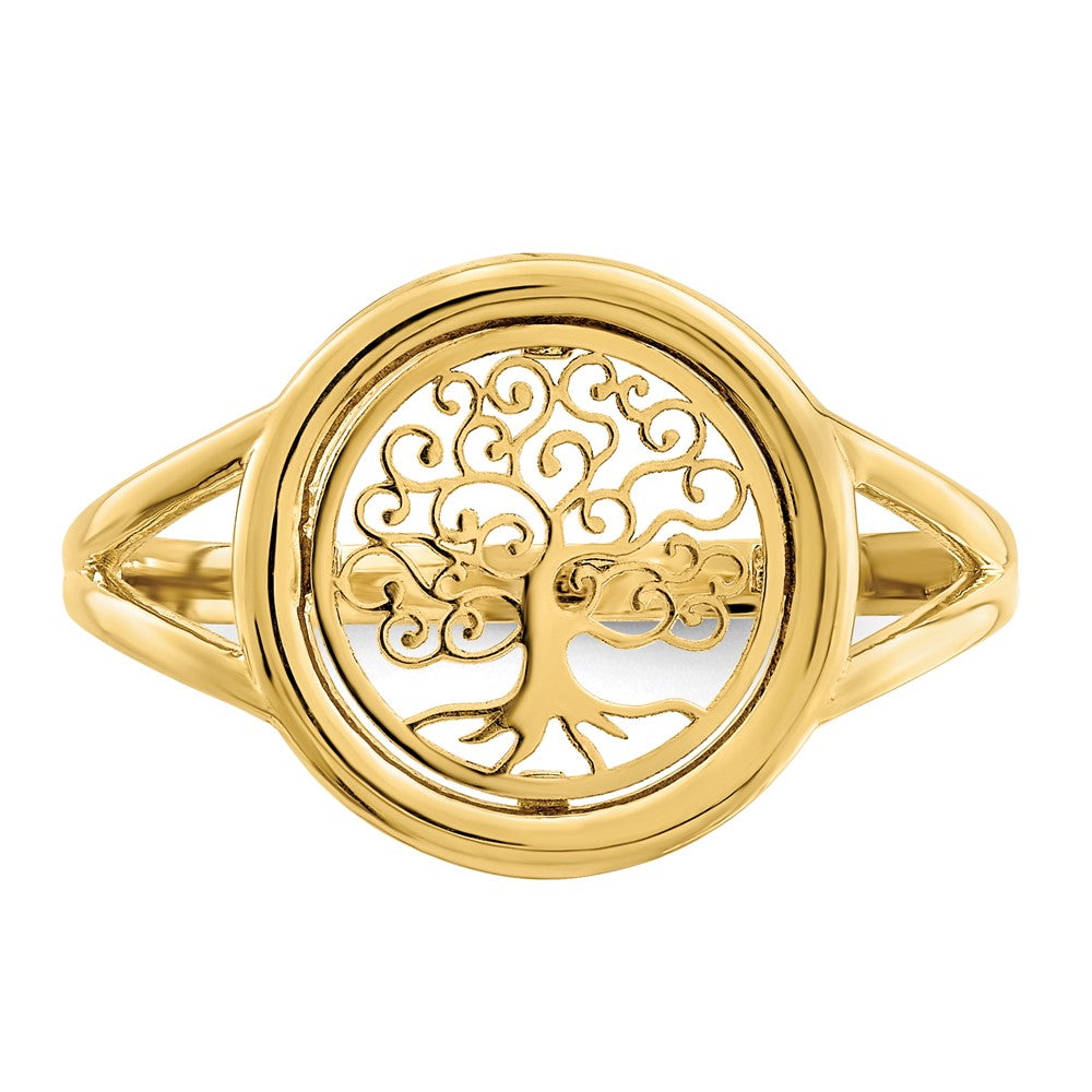 Shop Stylish 14K Polished Circle Ring with Tree of Life Design - Affordable Luxury