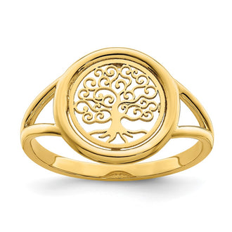 Shop Stylish 14K Polished Circle Ring with Tree of Life Design - Affordable Luxury