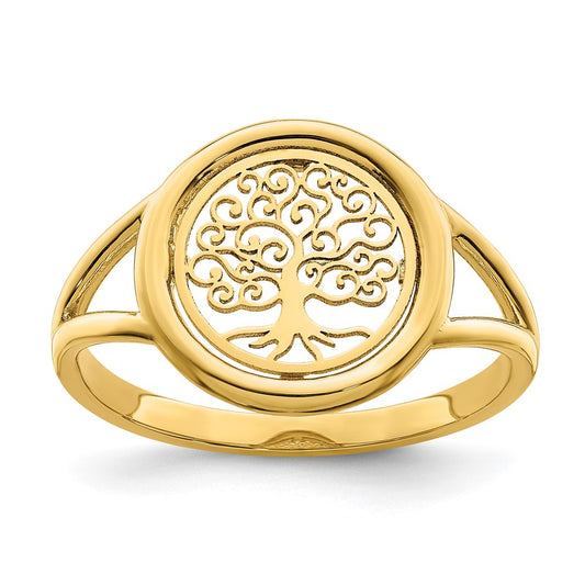 Shop Stylish 14K Polished Circle Ring with Tree of Life Design - Affordable Luxury