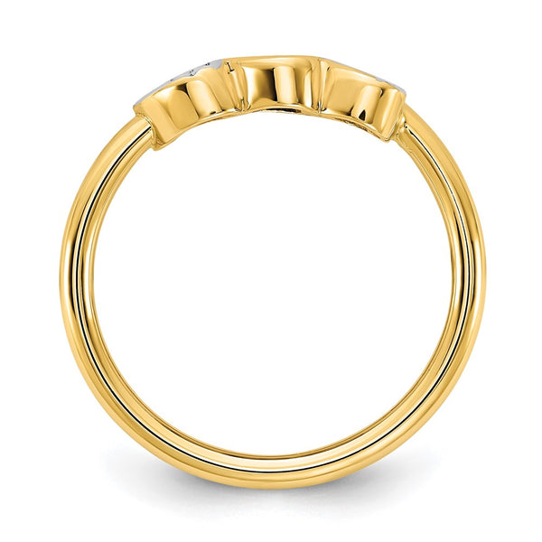 14K Gold & White Rhodium Double Heart Ring