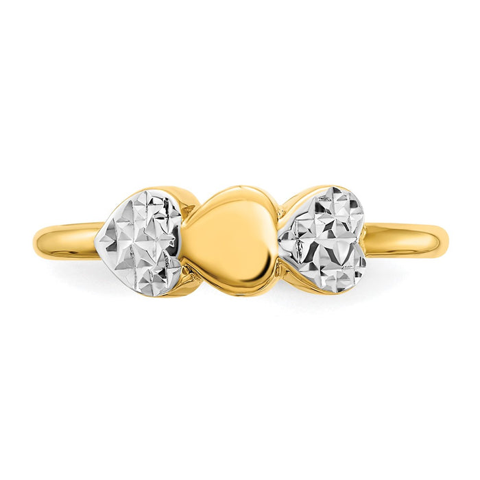 Buy Exclusive 14K Gold & White Rhodium Double Heart Ring - Stylish Value!-4