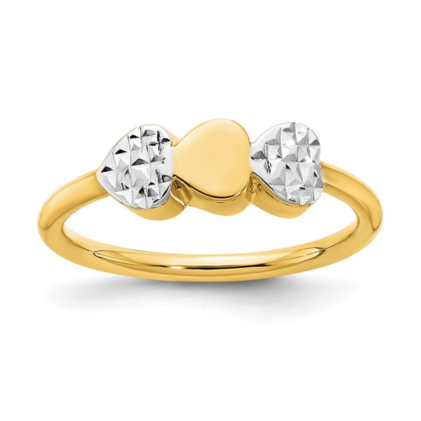 14K Gold & White Rhodium Double Heart Ring