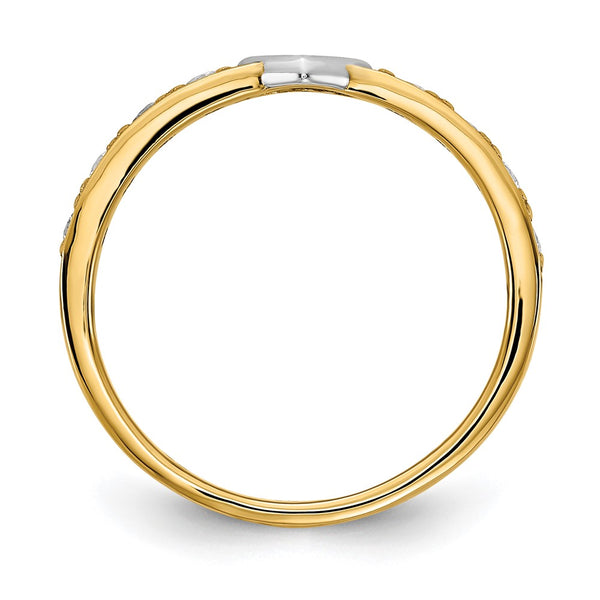 14K Gold & White Rhodium Plated CZ Heart Ring