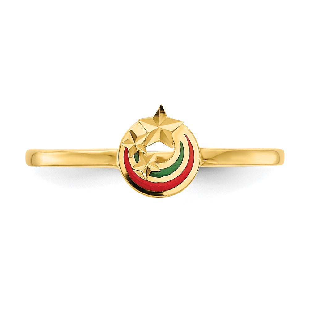 Buy Exclusive 14K Enamel Ring with Diamond-Cut Stars | Affordable Luxury