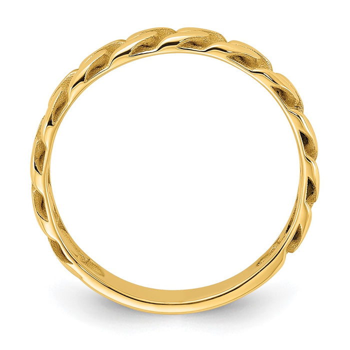 Shop Stylish 14K Gold Polished 4mm Curb Link Band Ring - Size 4.5, Luxury Value-2