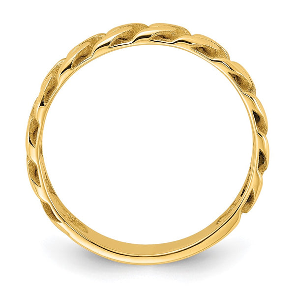 14K Gold Polished 4mm Curb Link Band Ring