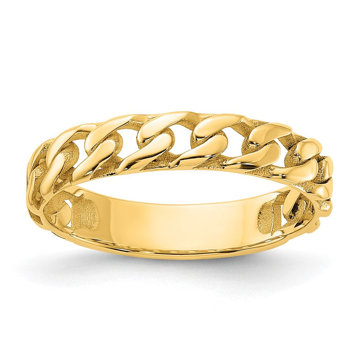 Shop Stylish 14K Gold Polished 4mm Curb Link Band Ring - Size 4.5, Luxury Value-1