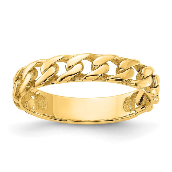 14K Gold Polished 4mm Curb Link Band Ring