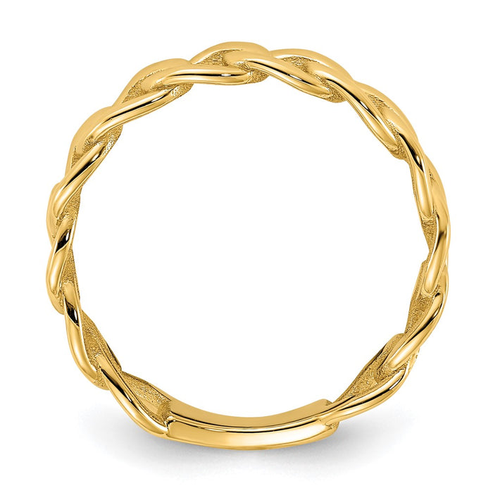 High-Quality 10K Gold 5mm Curb Link Ring - Size 6, Stylish & Affordable Choice-2