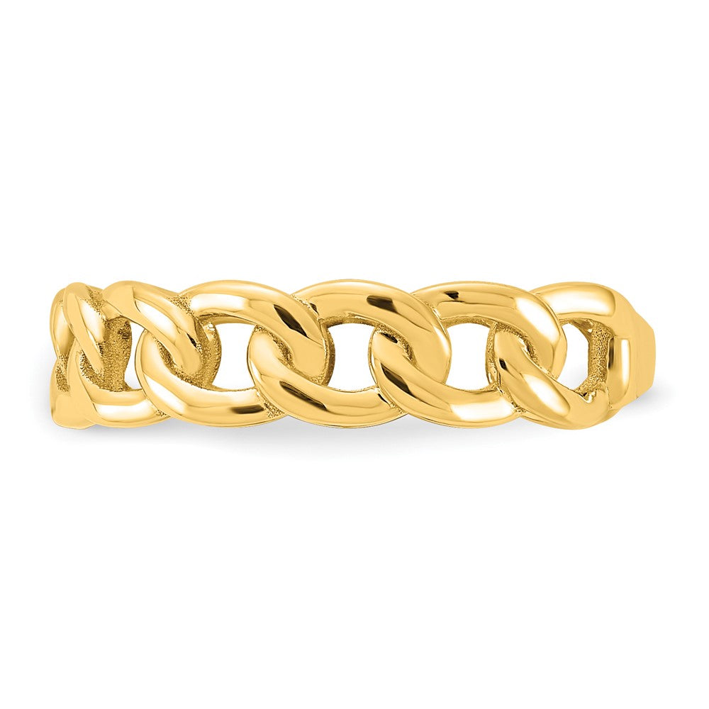 High-Quality 10K Gold 5mm Curb Link Ring - Size 6, Stylish & Affordable Choice