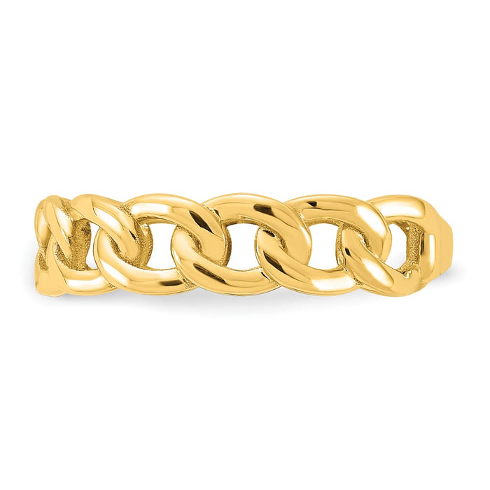 High-Quality 10K Gold 5mm Curb Link Ring - Size 6, Stylish & Affordable Choice-3
