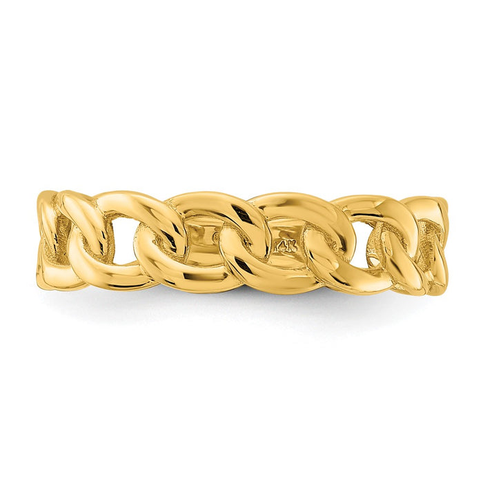 High-Quality 10K Gold 5mm Curb Link Ring - Size 6, Stylish & Affordable Choice-4