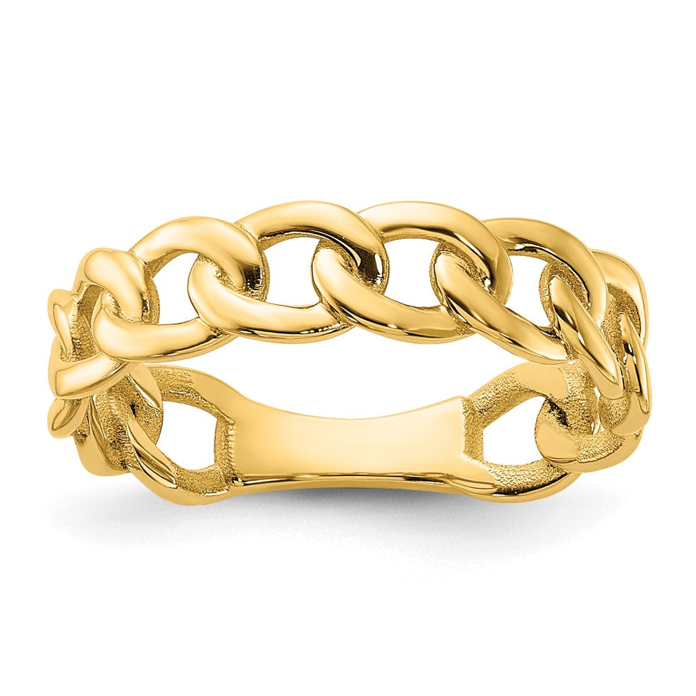 High-Quality 10K Gold 5mm Curb Link Ring - Size 6, Stylish & Affordable Choice