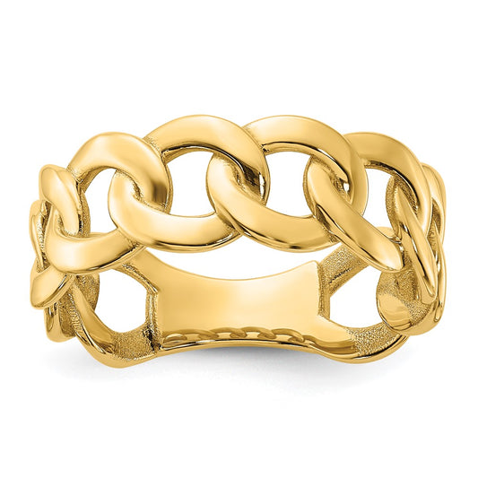Buy Exclusive 14K Yellow Gold Polished 8mm Men's Curb Link Ring, Size 10