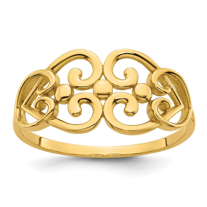 Shop Stylish 14K Gold Fancy Heart Cut-Out Ring - Size 7, Affordable Elegance-1