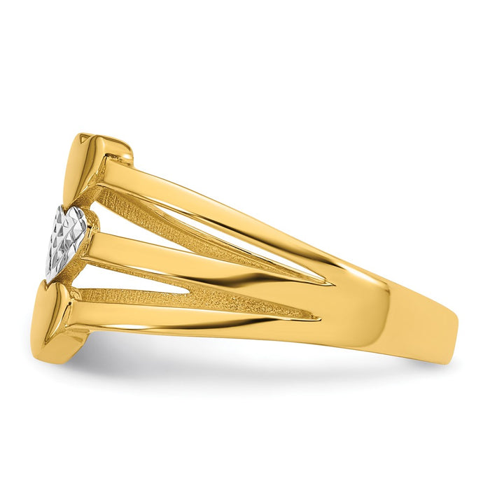 Buy Stylish 14K White Gold Diamond-Cut Three Hearts Ring, Size 7, Affordable Price-3