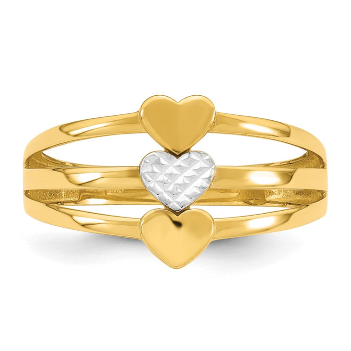 Buy Stylish 14K White Gold Diamond-Cut Three Hearts Ring, Size 7, Affordable Price-4