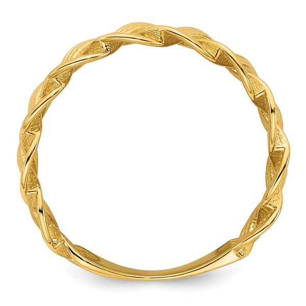 14K Gold Polished Fancy Braided Ring - Size 7