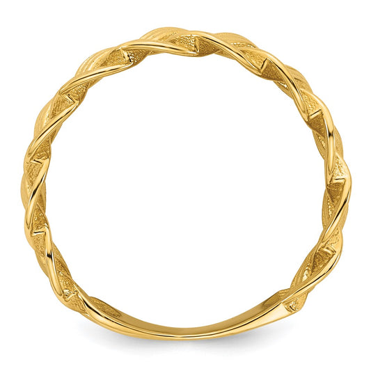 High-Quality 14K Gold Polished Fancy Braided Ring - Size 7, Stylish Value!