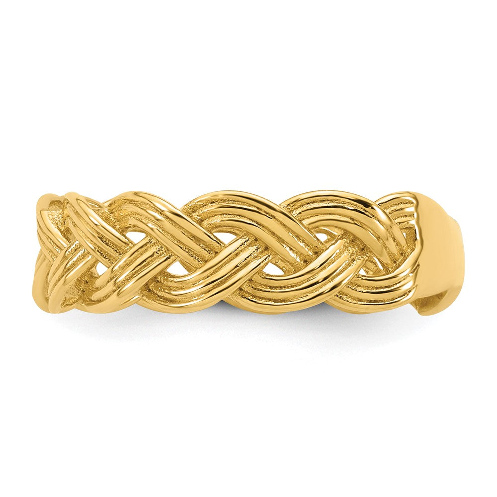 High-Quality 14K Gold Polished Fancy Braided Ring - Size 7, Stylish Value!