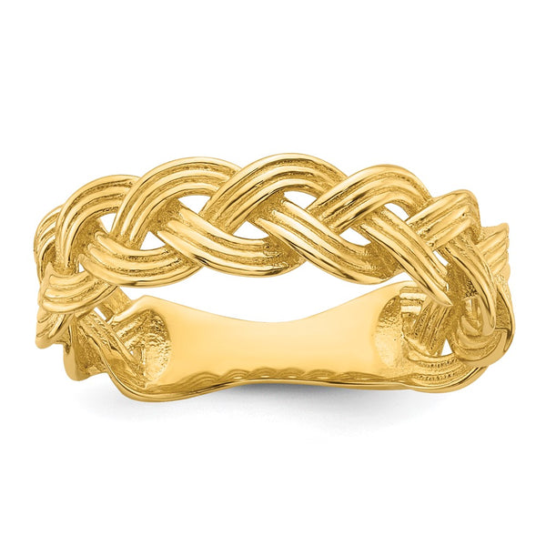 14K Gold Polished Fancy Braided Ring - Size 7