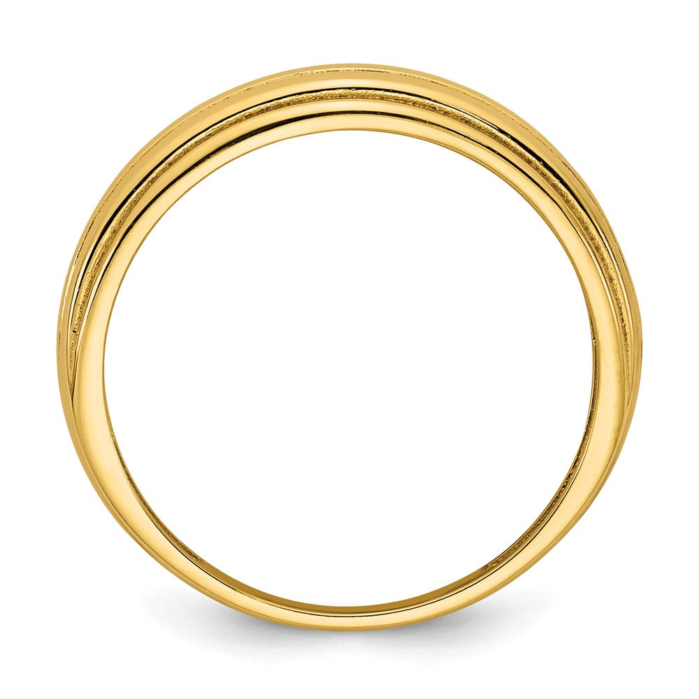 Exclusive 14K Gold Polished Graduated Grooved Ring, Size 7 - Stylish Value!