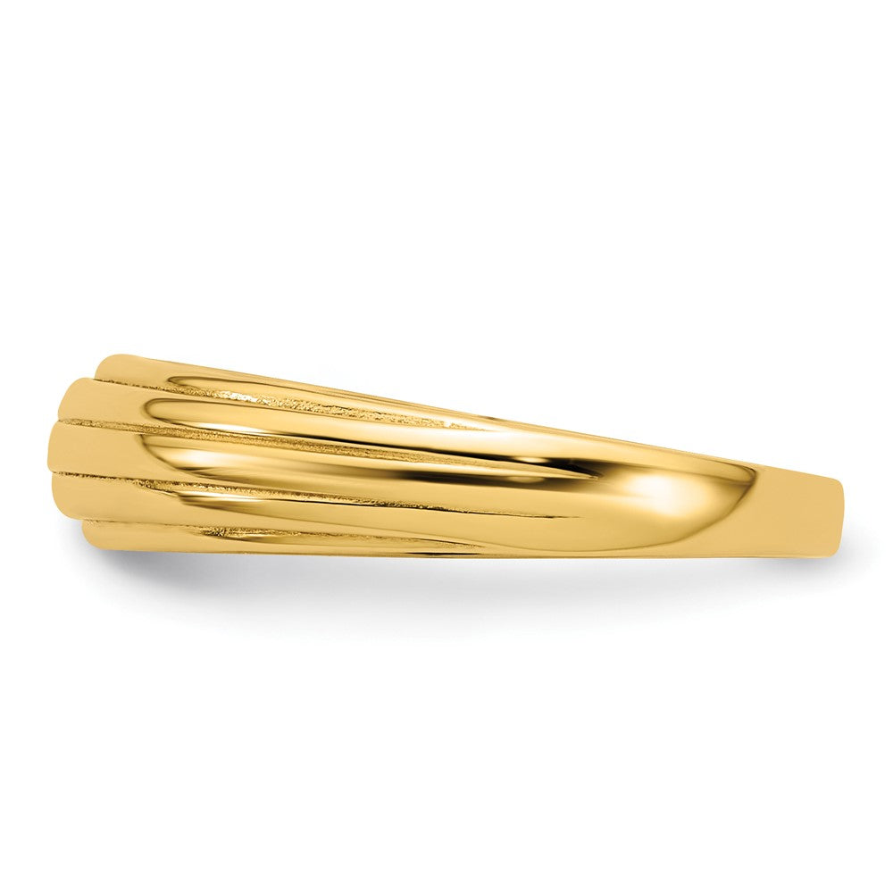 Exclusive 14K Gold Polished Graduated Grooved Ring, Size 7 - Stylish Value!