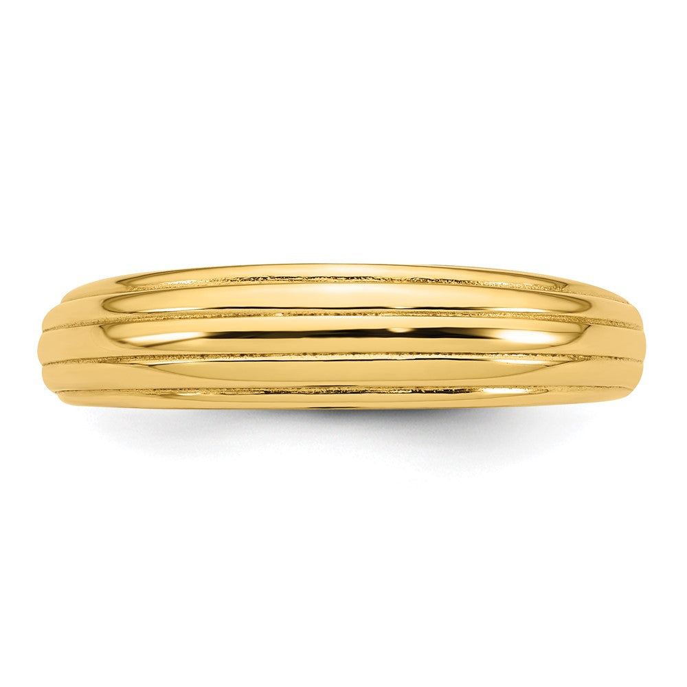 Exclusive 14K Gold Polished Graduated Grooved Ring, Size 7 - Stylish Value!