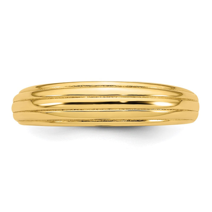 Exclusive 14K Gold Polished Graduated Grooved Ring, Size 7 - Stylish Value!-4