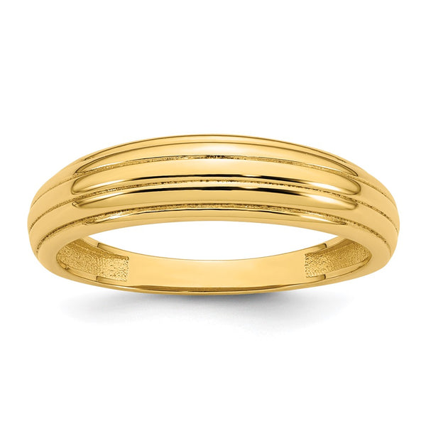 14K Gold Polished Graduated Grooved Ring, Size 7