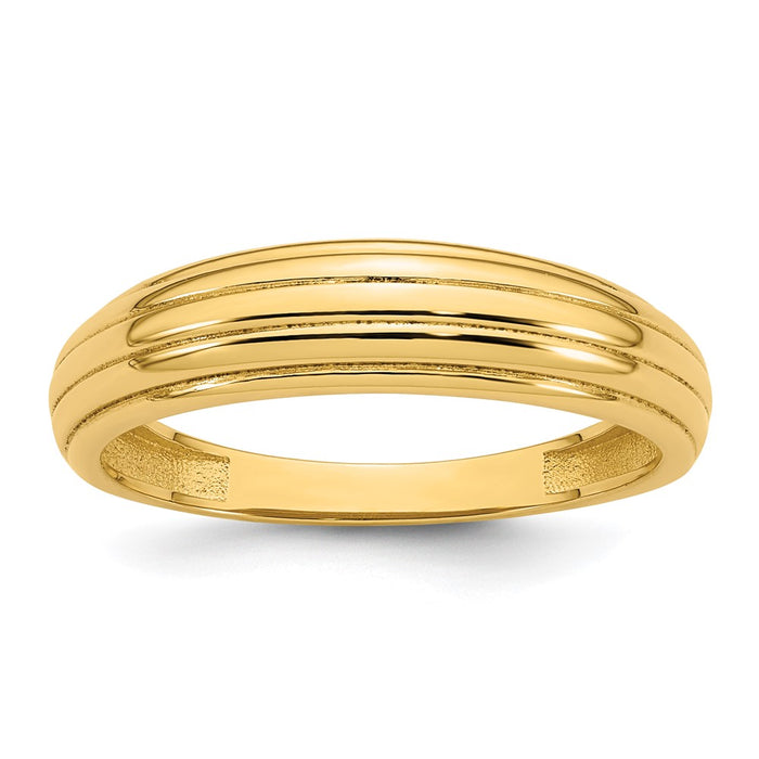 Exclusive 14K Gold Polished Graduated Grooved Ring, Size 7 - Stylish Value!-1