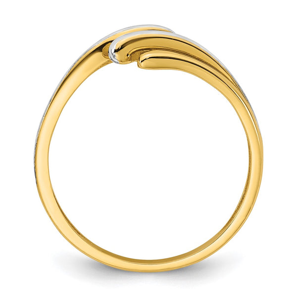 14K White Gold Bypass Ring - Size 7, Rhodium