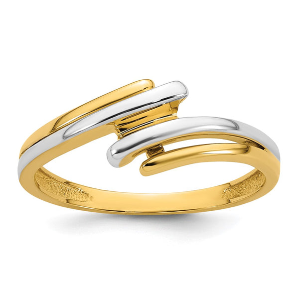 14K White Gold Bypass Ring - Size 7, Rhodium