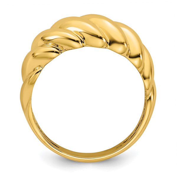 14K Polished Twisted Graduated Dome Ring - Size 7