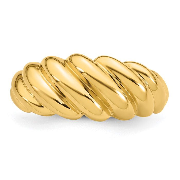Buy Stylish 14K Polished Twisted Graduated Dome Ring - Size 7, Affordable Luxury-4